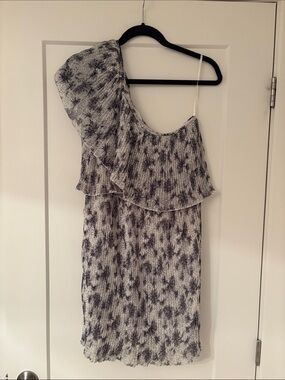 MM Couture One-Shoulder Mini Dress in Black and White